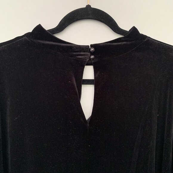 NEW‎ Botique+ black crushed velvet velour long sleeve below knee party dress - Picture 6 of 12